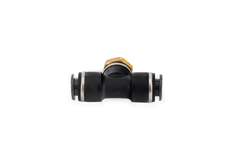 AccuAir Suspension Pressure Sensor Tee - 3/8in DOT/PTC to 1/8in NPT Female Fitting - Perfect for Air Ride Suspension Systems & Custom Automotive Applications