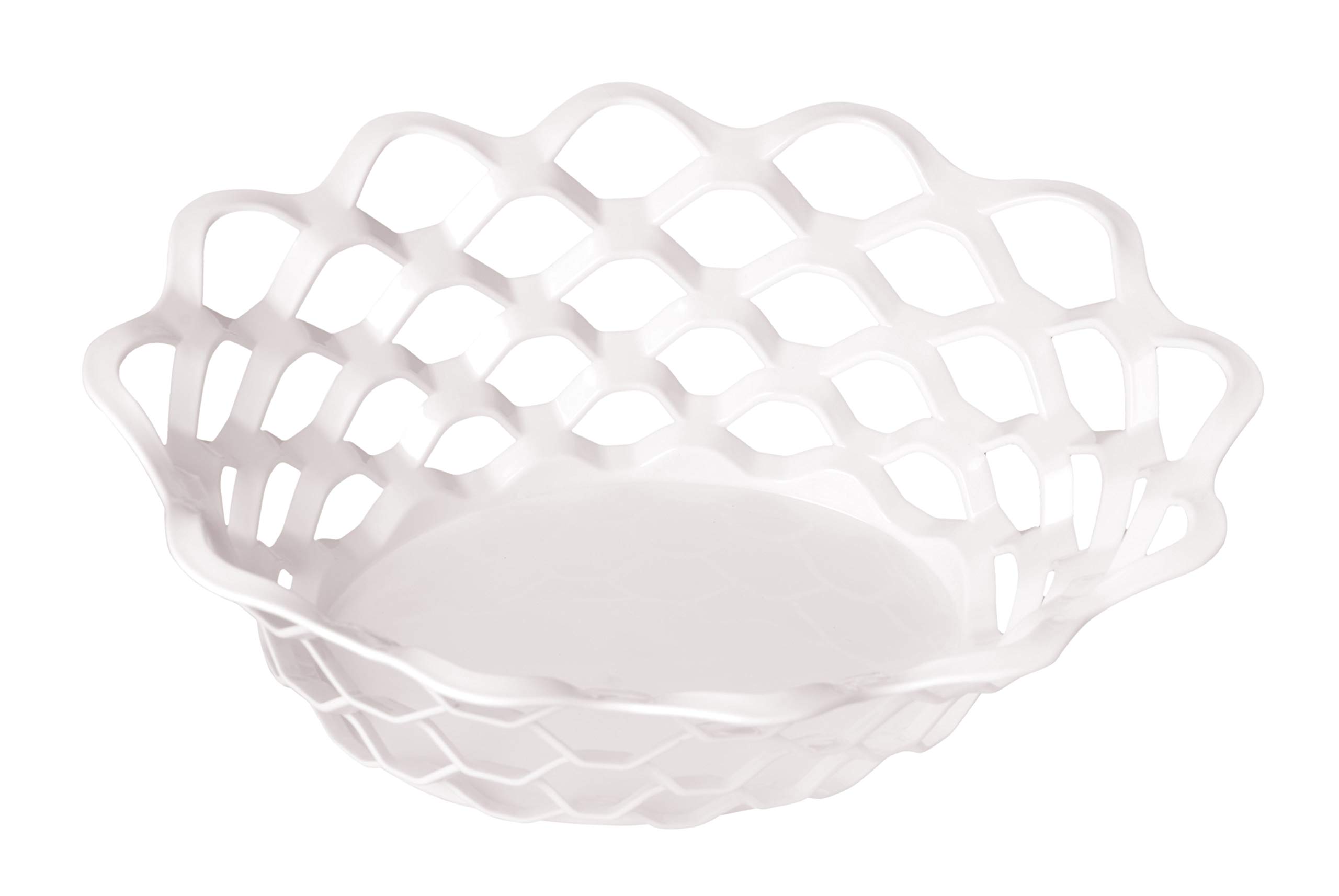 Mintra White Plastic Serving Basket for Bread, Fruits, and Food Storage - Kitchen Countertop & Dining Table Organizer - Ideal for Picnics, Parties, and Home Decor