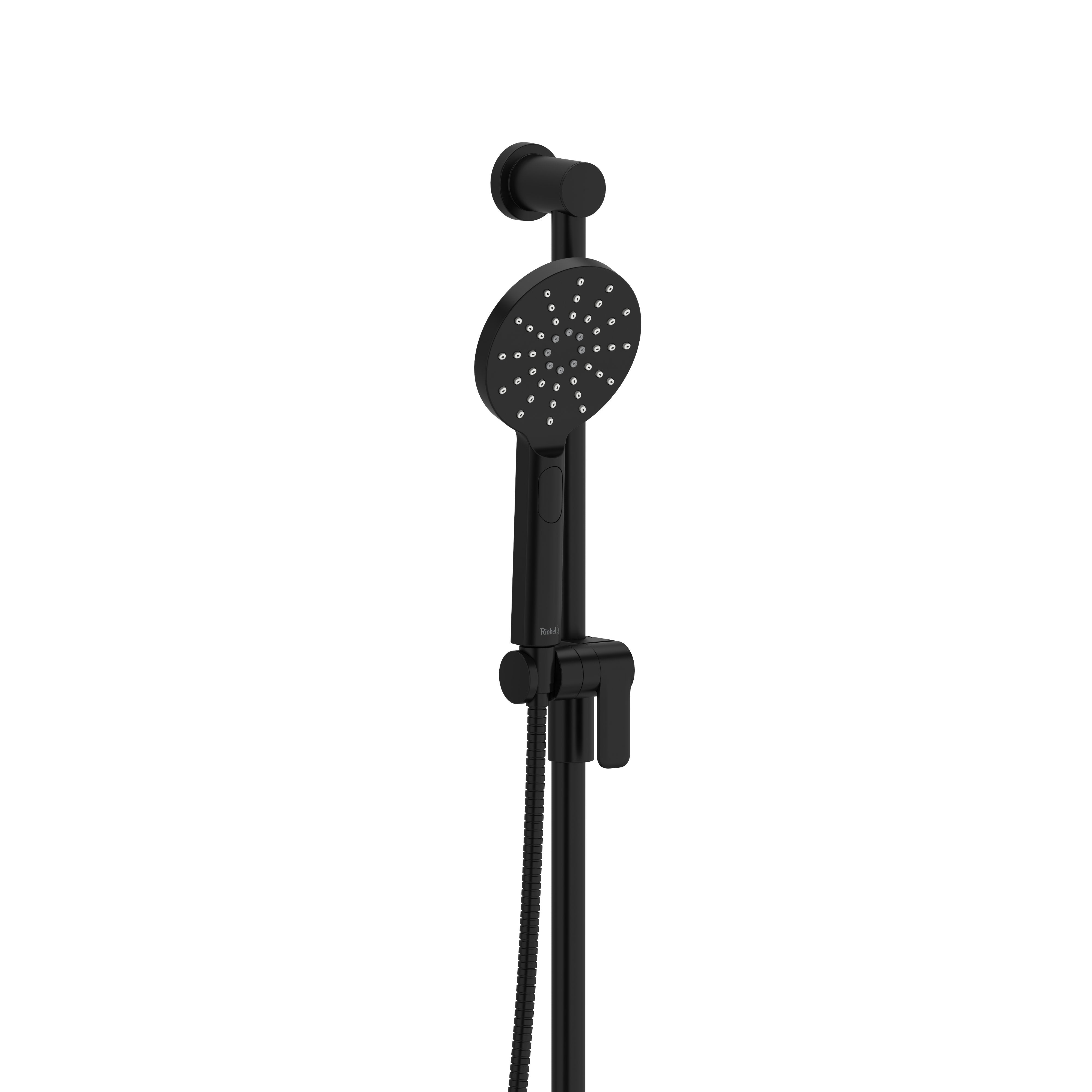 4-Function Adjustable Handheld Shower Head with 31-Inch Slide Bar - Black (4664BK) by RIOBEL - Perfect for Bathroom Renovation & Spa-Like Shower Experience