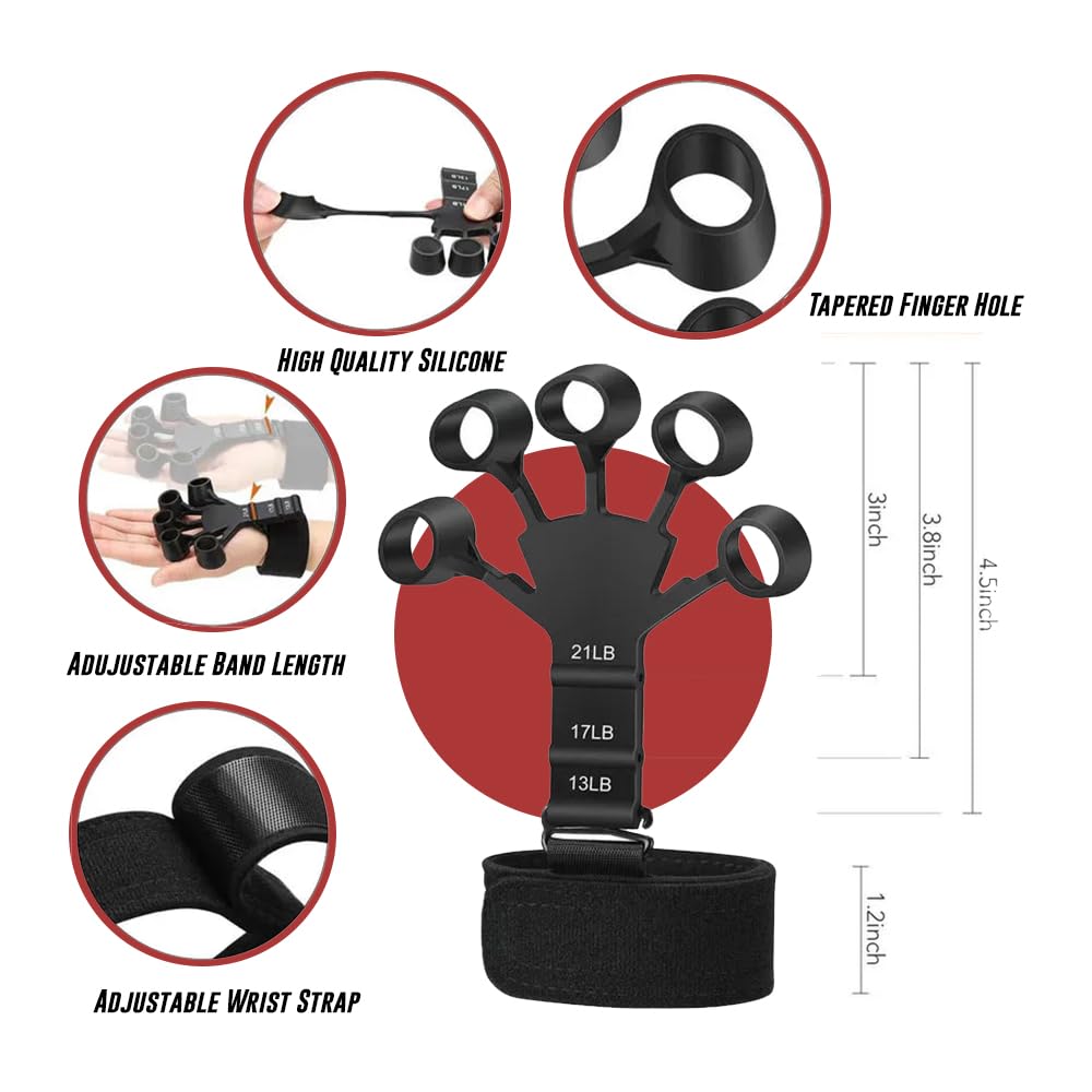 Grip Strengthener Kit 5-Pack - Gripster Forearm & Finger Strength Trainer - Hand & Wrist Exerciser for Enhanced Grip Power - Ideal for Rock Climbing, Guitar Playing, and Rehabilitation