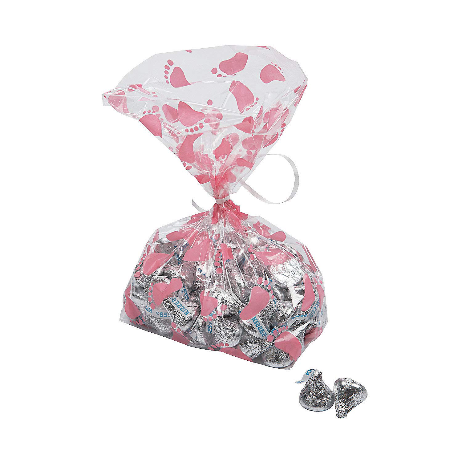 Pink Baby Print Cello Bags - 12 Pack Baby Shower Party Supplies - Cellophane Bags for Baby Gifts, Favors & Decorations - Perfect for Baby Showers, Birthday Parties & Special Celebrations