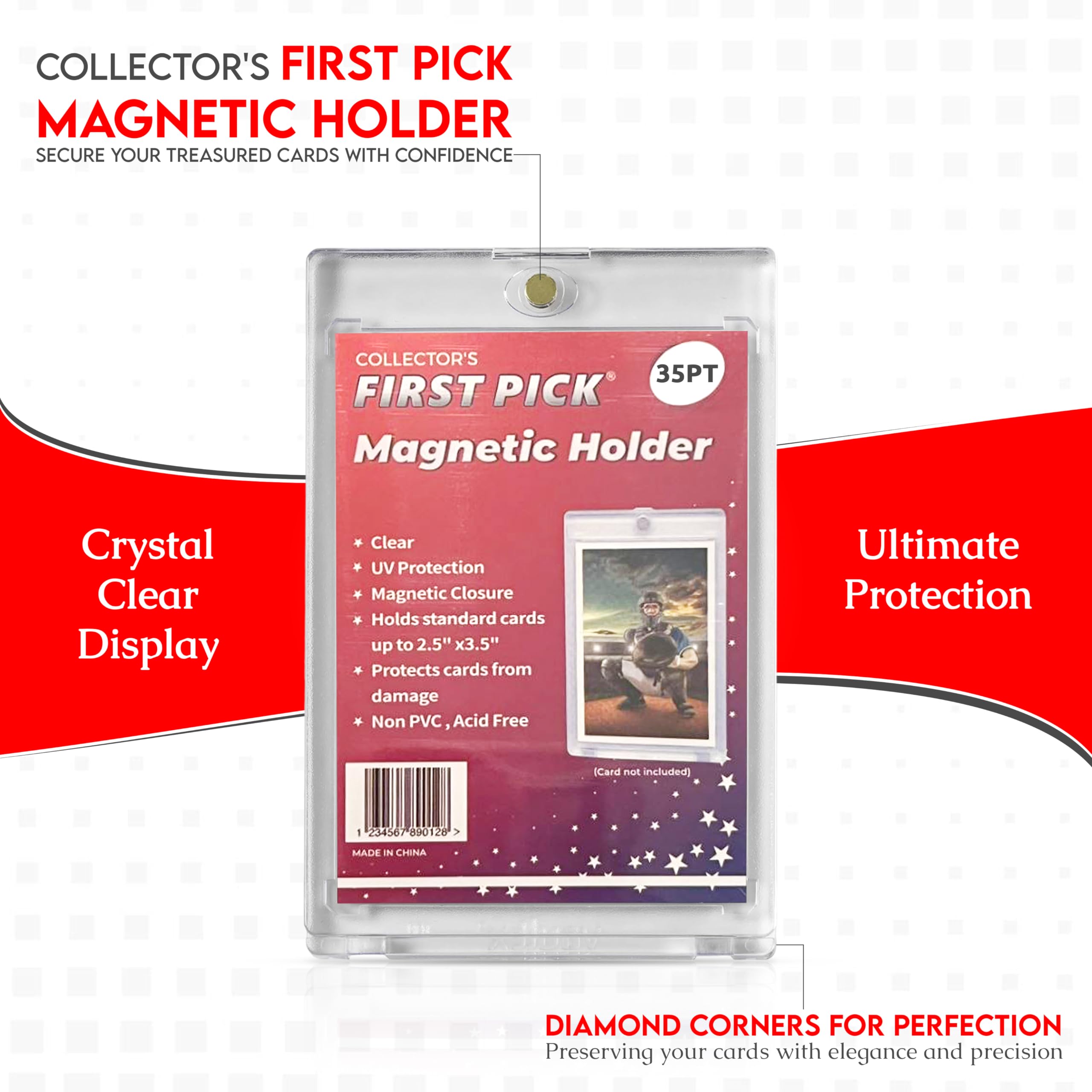 25-Pack Premium One Touch Magnetic Card Holder - UV Protection, Ultra Clear Pro Design - Trading Card Protector Case for Sports Cards, Collectibles & Gaming Cards - Perfect for Display, Storage & Trading