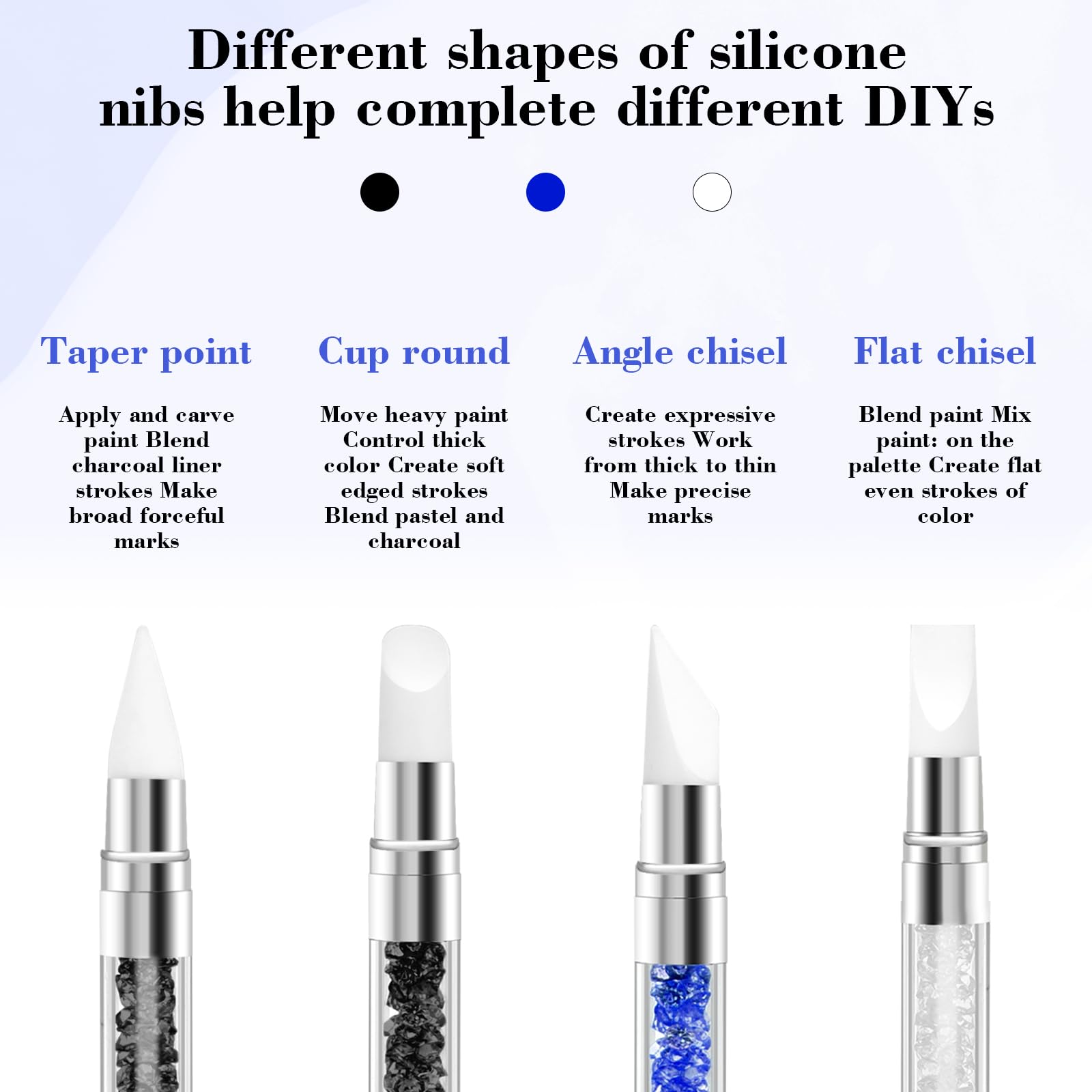 3PCS Silicone Nail Brush Set - Dual Tipped Nail Art Tools for Sculpting, Rhinestone Application & 3D Gel Design | Professional Nail Foil Drawing & Shaping Kit for Home & Salon Use