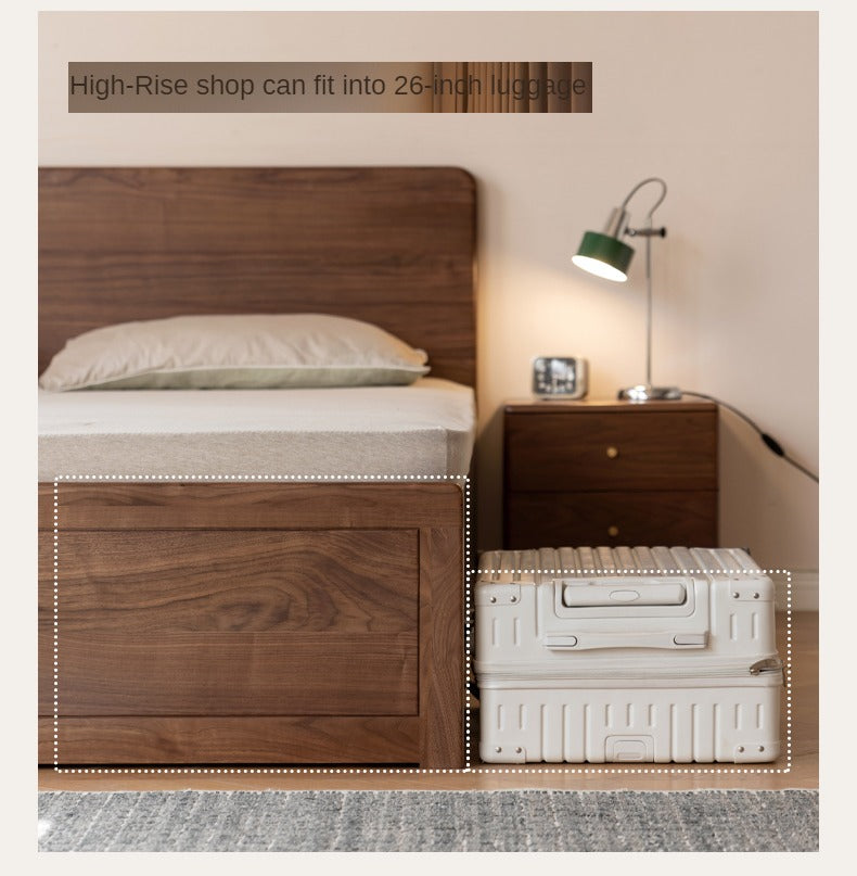 Premium Black Walnut & Oak Solid Wood Bed Frame - Modern Platform Bed for Master Bedroom, Guest Room, or Dormitory