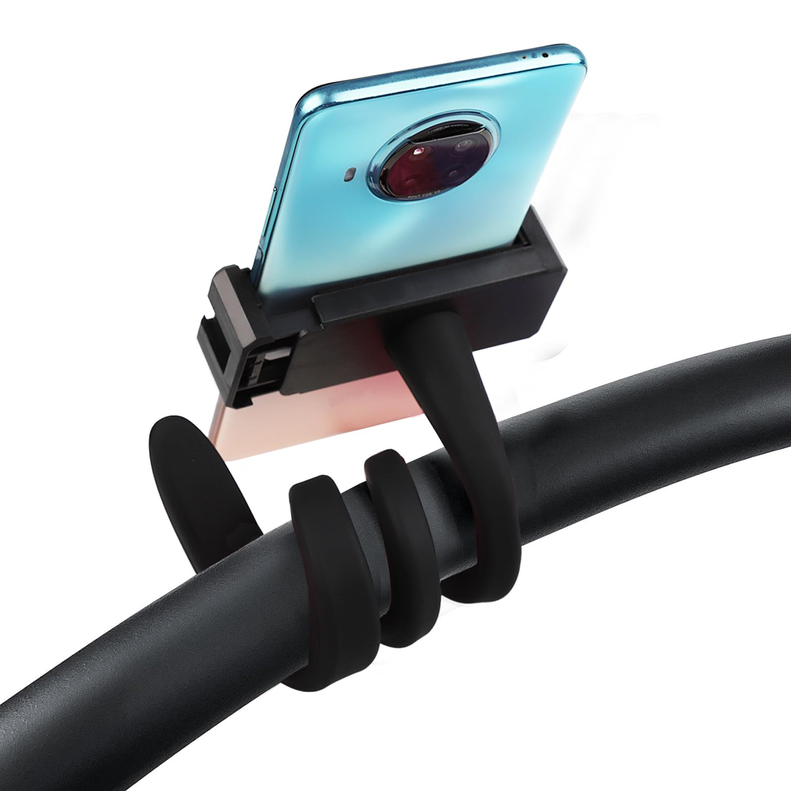 Portable Stroller Phone Holder with Non-Slip Flexible Arm - Universal Stroller Accessory for iPhone & Android - Perfect for Treadmill, Spin Bike, Shopping Cart, Car & Kitchen Use