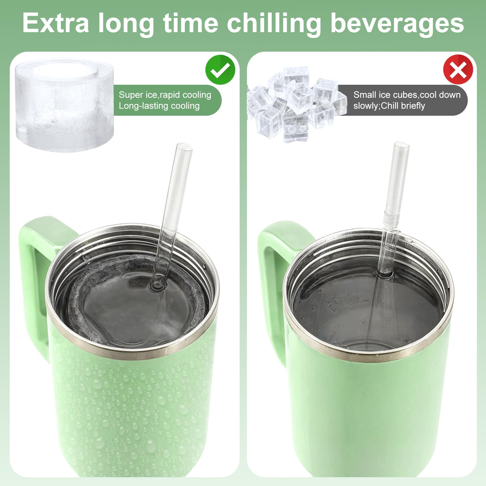 Premium Silicone Ice Cube Tray for Stanley Cup 30-40oz Tumblers - BPA Free Whiskey & Cocktail Ice Maker with Lid - Easy Fill & Release for Chilling Drinks, Coffee, Cocktails - Perfect for Home Bars, Parties & Outdoor Gatherings