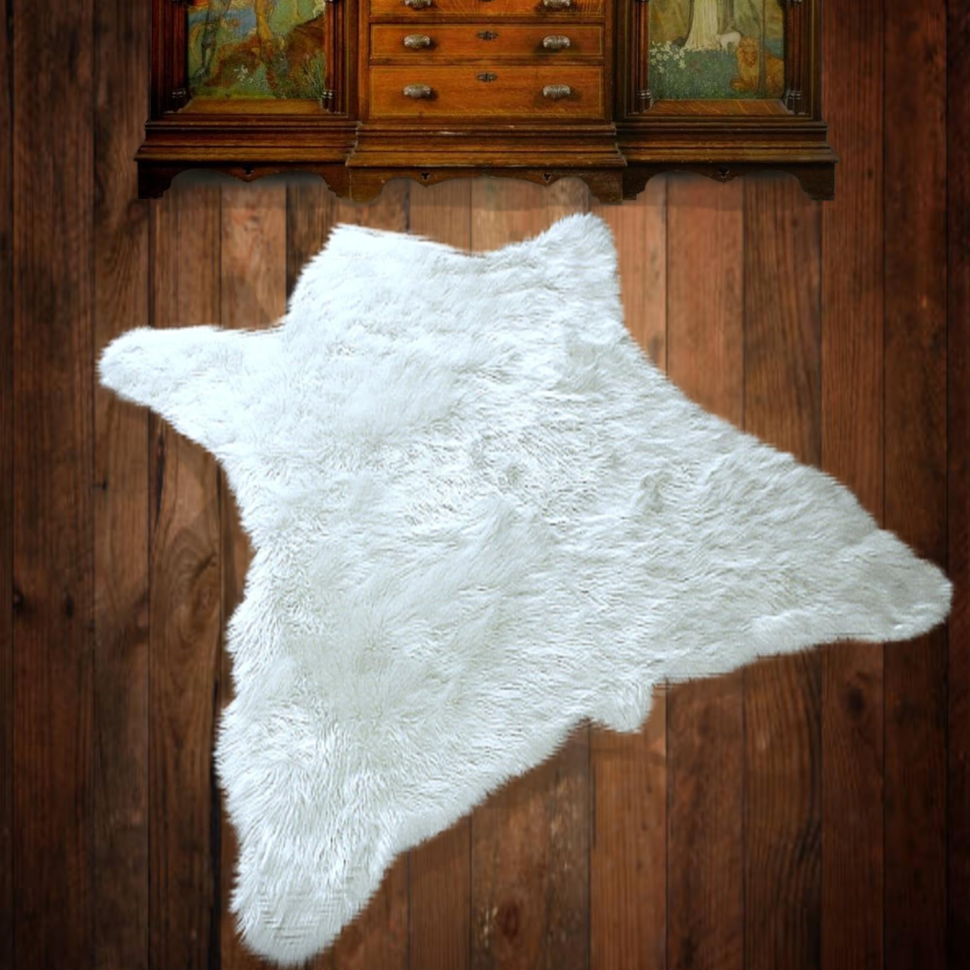 Premium Faux Fur Bear Skin Rug - Ultra Soft Plush Shag with Suede Lining - 60