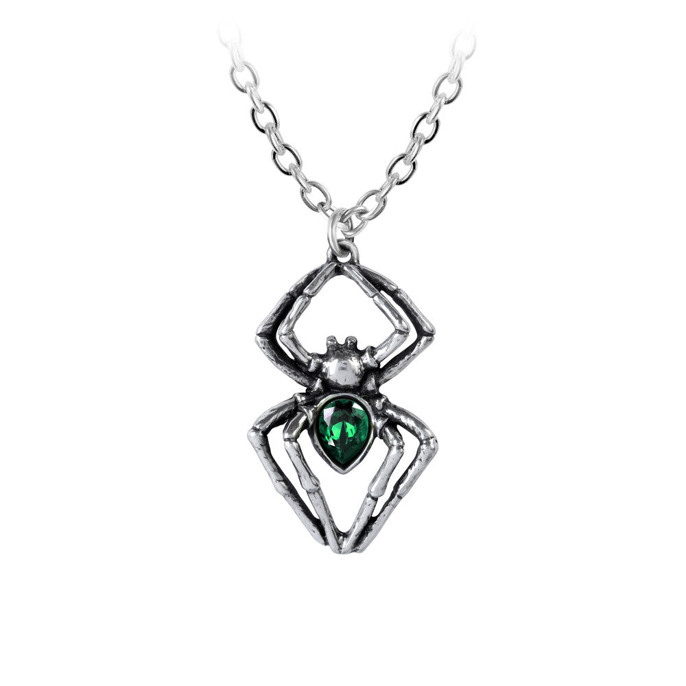 Emerald Spider Pendant Necklace - Elegant Gothic Jewelry for Women - Perfect for Halloween, Cosplay & Alternative Fashion
