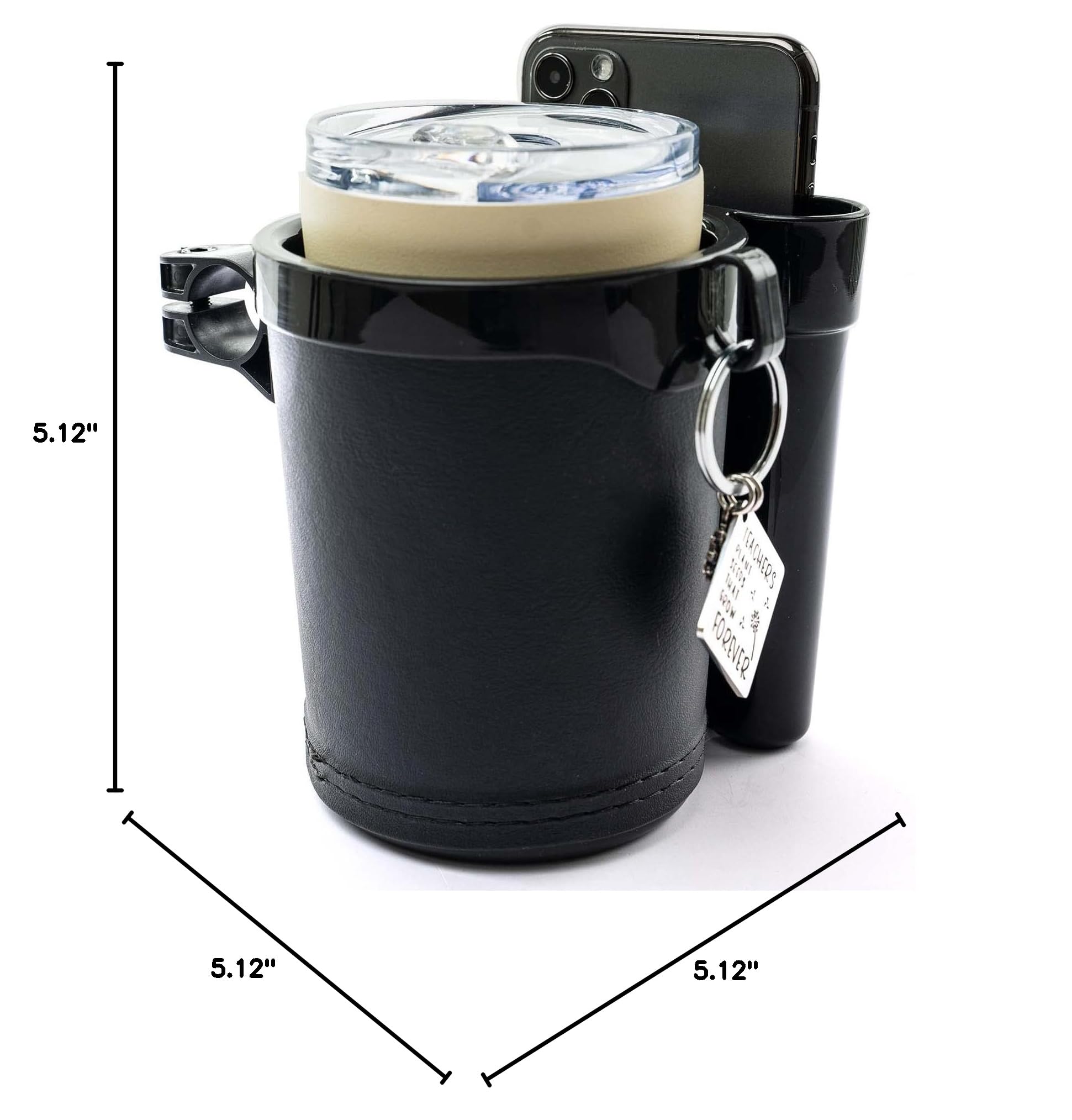 Black Bike Cup Holder with Phone & Key Holder - Universal Handlebar Mount for Bicycle, Motorcycle, Scooter & Boat - Perfect for Commuting, Outdoor Adventures & Water Sports