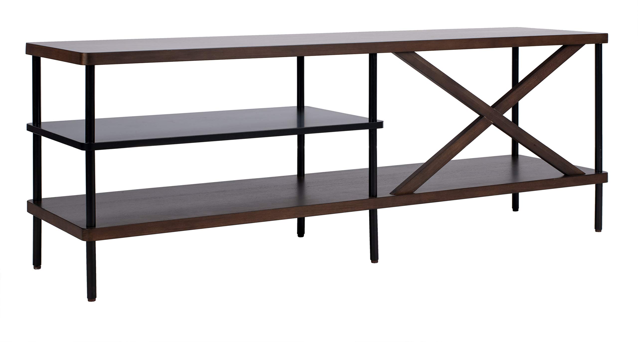 Safavieh Bruno Industrial Walnut & Black TV Stand with Storage Shelves - Modern Media Console for Living Room, Bedroom, or Home Office