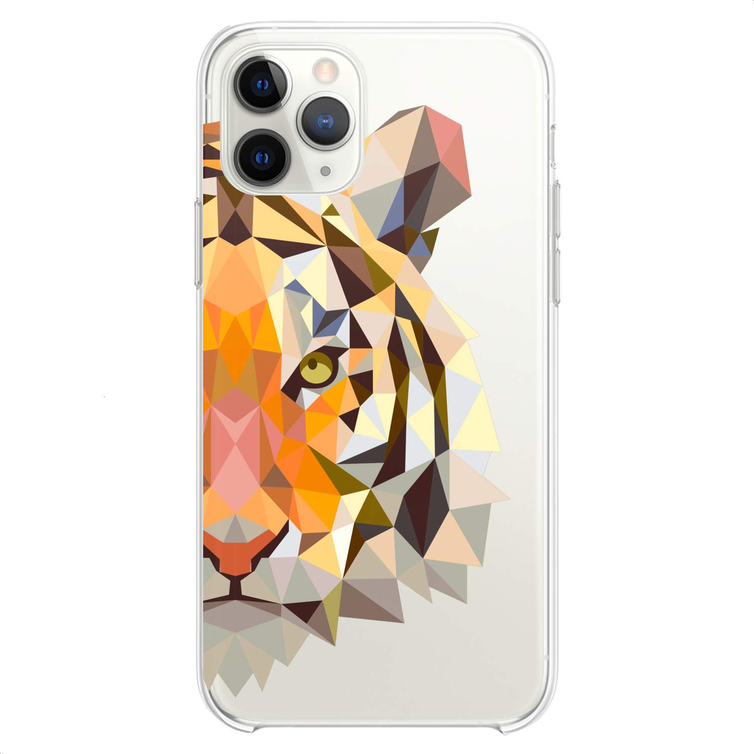Premium TPU Phone Case for iPhone 16/15/14/13/12/11 Pro Max/Plus/Mini/XS/XR/X/8/7/6/5/SE - Geometric Tiger Design Flexible Silicone Cover with Abstract Animal Print - Slim Protective Case for Women & Girls (Perfect for Daily Use, School, Work & Travel)