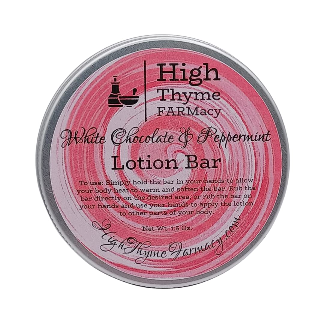 White Chocolate & Peppermint Moisturizing Lotion Bar 1.5oz - Hydrating Waterless Solid Lotion for Dry Skin - Perfect for Handbags, Travel & Winter Skincare
