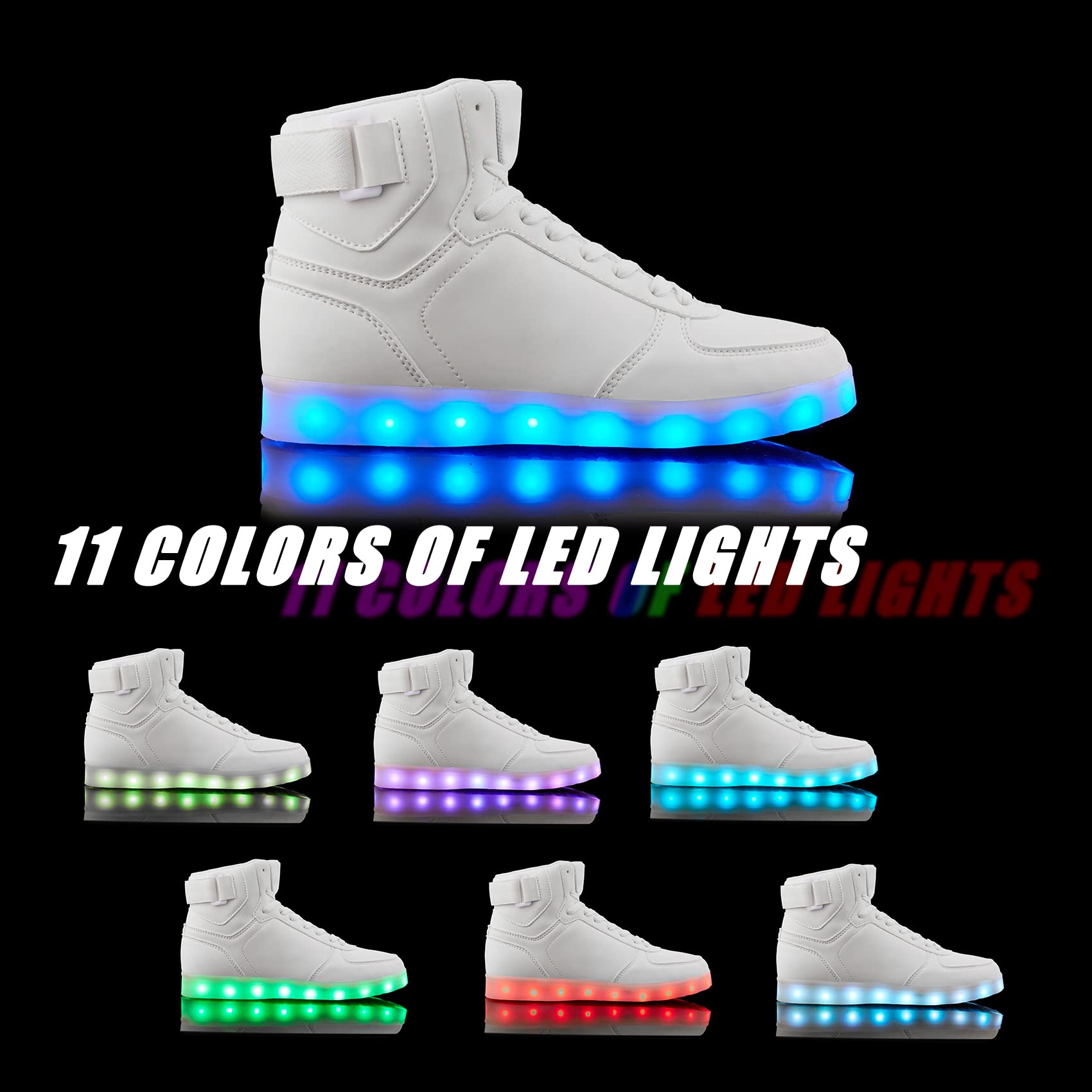 DIYJTS Unisex LED Light Up Shoes - USB Rechargeable High Top Glowing Sneakers for Men, Women & Teens | Perfect for Night Running, Raves & Party Wear