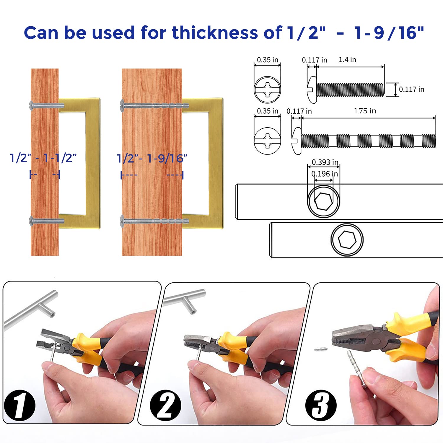 30 Pack 3-3/4 Inch Brushed Brass Square Cabinet Handles - Modern Kitchen Cabinet Pulls & Drawer Hardware for Cabinets, Cupboards, Dressers - Perfect for Home Renovation & DIY Projects