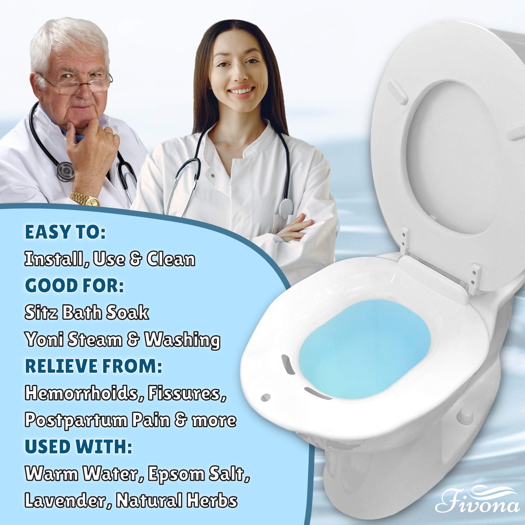 10-Pack Sitz Bath Toilet Seat for Hemorrhoids Relief & Postpartum Care | Universal Fit V Steam Seat for Men & Women by Fivona | Perfect for Home Recovery, Spa Therapy & Feminine Hygiene