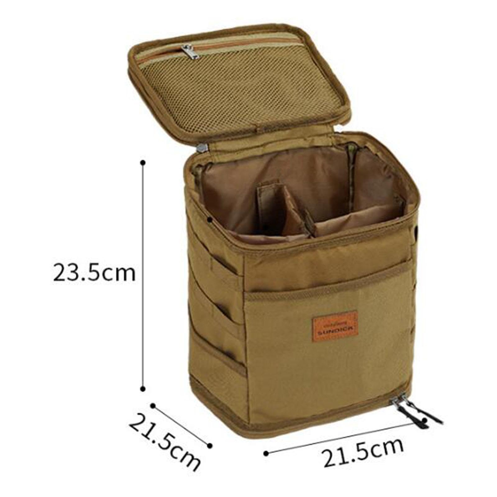Portable Picnic & Camping Tote Bag - Khaki Storage for Backpacking & Outdoor Trips