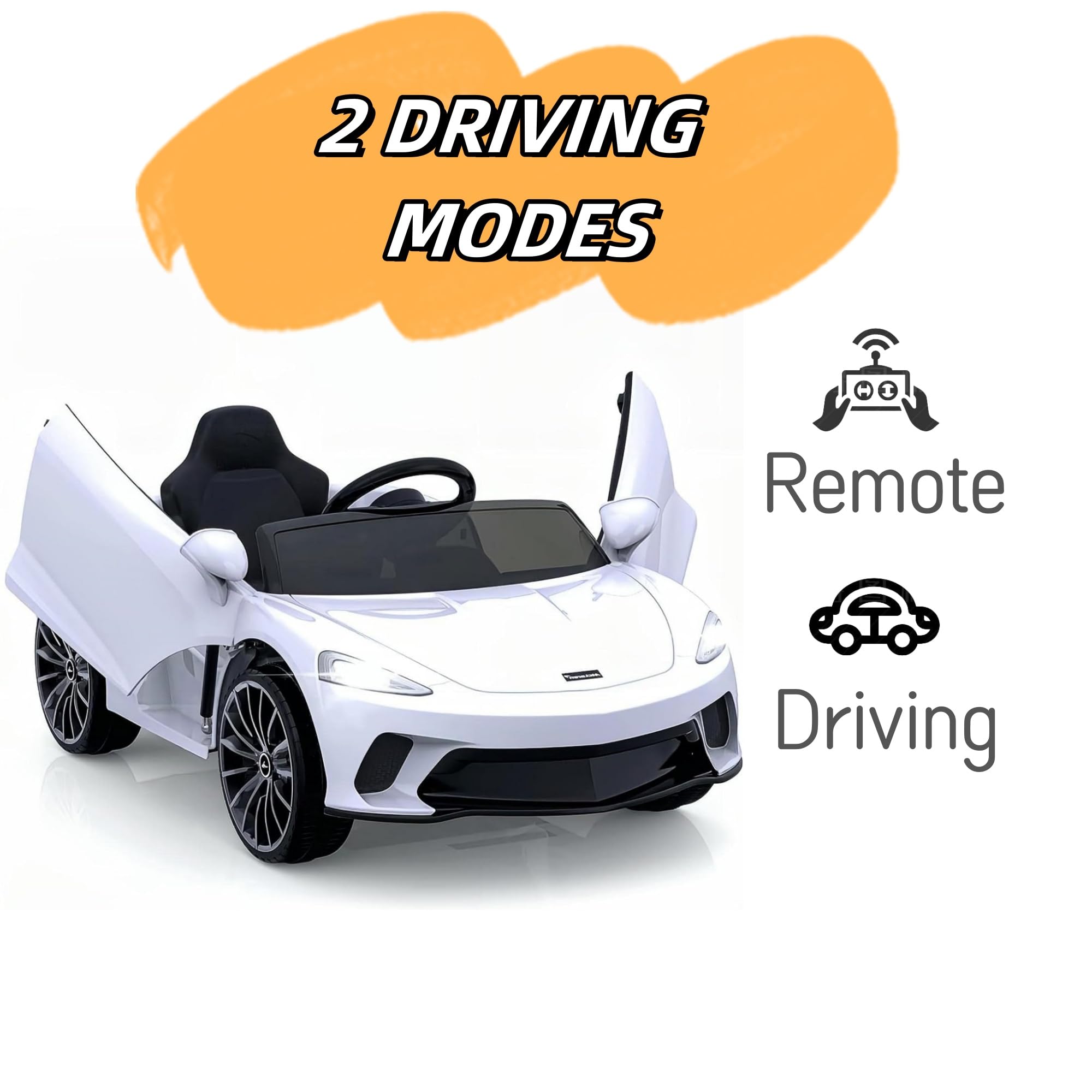 12V Licensed Kids Ride On Car with Parent Remote Control - LED Headlights, Sound System & 2-Speed Electric Vehicle - White Toy Car for Toddlers | Perfect for Birthday Gifts, Outdoor Play & Backyard Fun