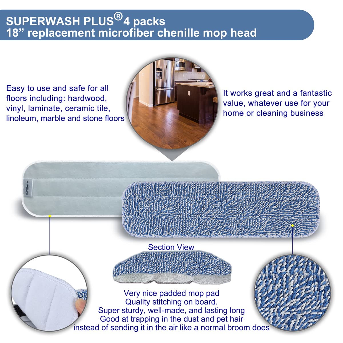Premium Microfiber Floor Cleaning Pads - 18
