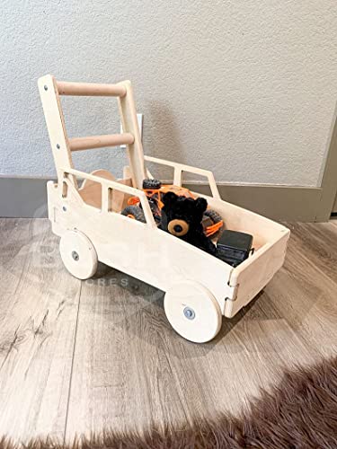 **Bush Acres Wooden Toddler Walker Wagon – Montessori Learning Toy for Kids – Push & Pull Toy for Early Development – Perfect Gift for 1-3 Year Olds – Indoor & Outdoor Play, Garden & Park Use**