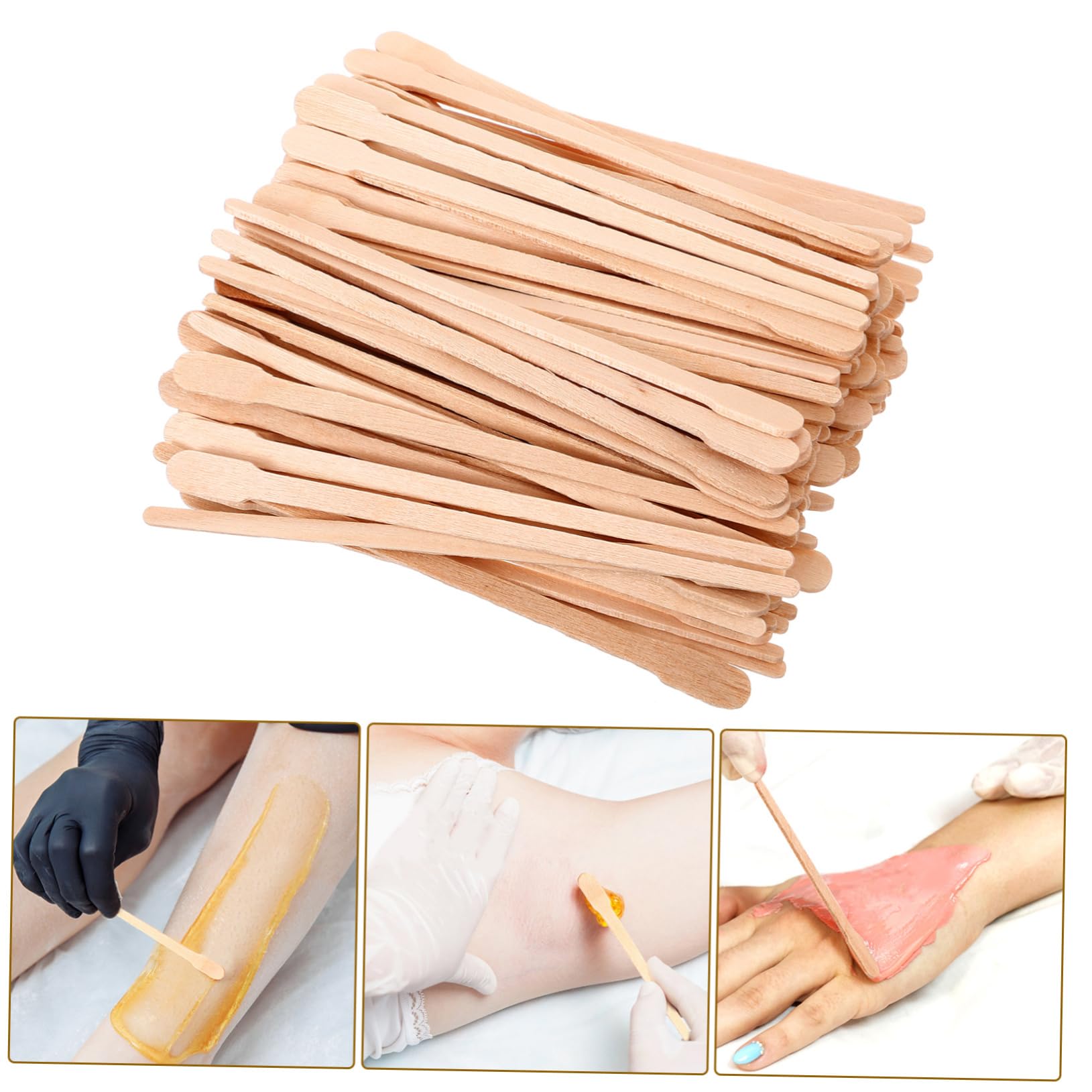 iPetboom 100PCS Disposable Wooden Waxing Sticks - Ideal for Body, Face, Nose & Eyebrow Hair Removal - Smooth Wax Application Spatulas for Salon & Home Waxing