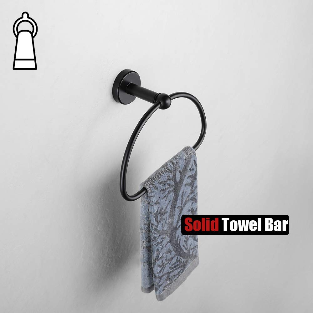 Matte Black Towel Ring Holder - 7