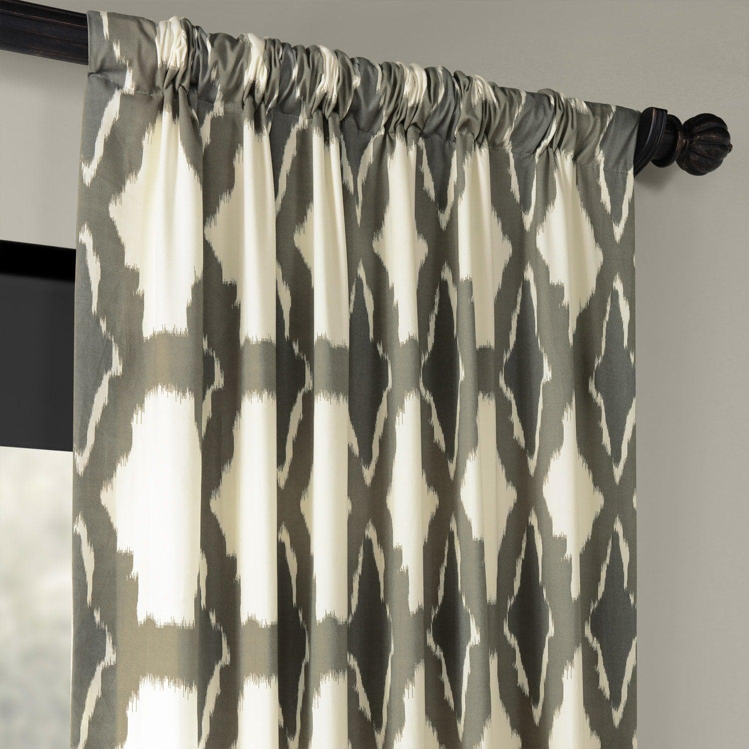 Sorong Beige Geometric Printed Cotton Blackout Curtains for Living Room & Bedroom - Stylish Window Treatment for Light Control & Privacy