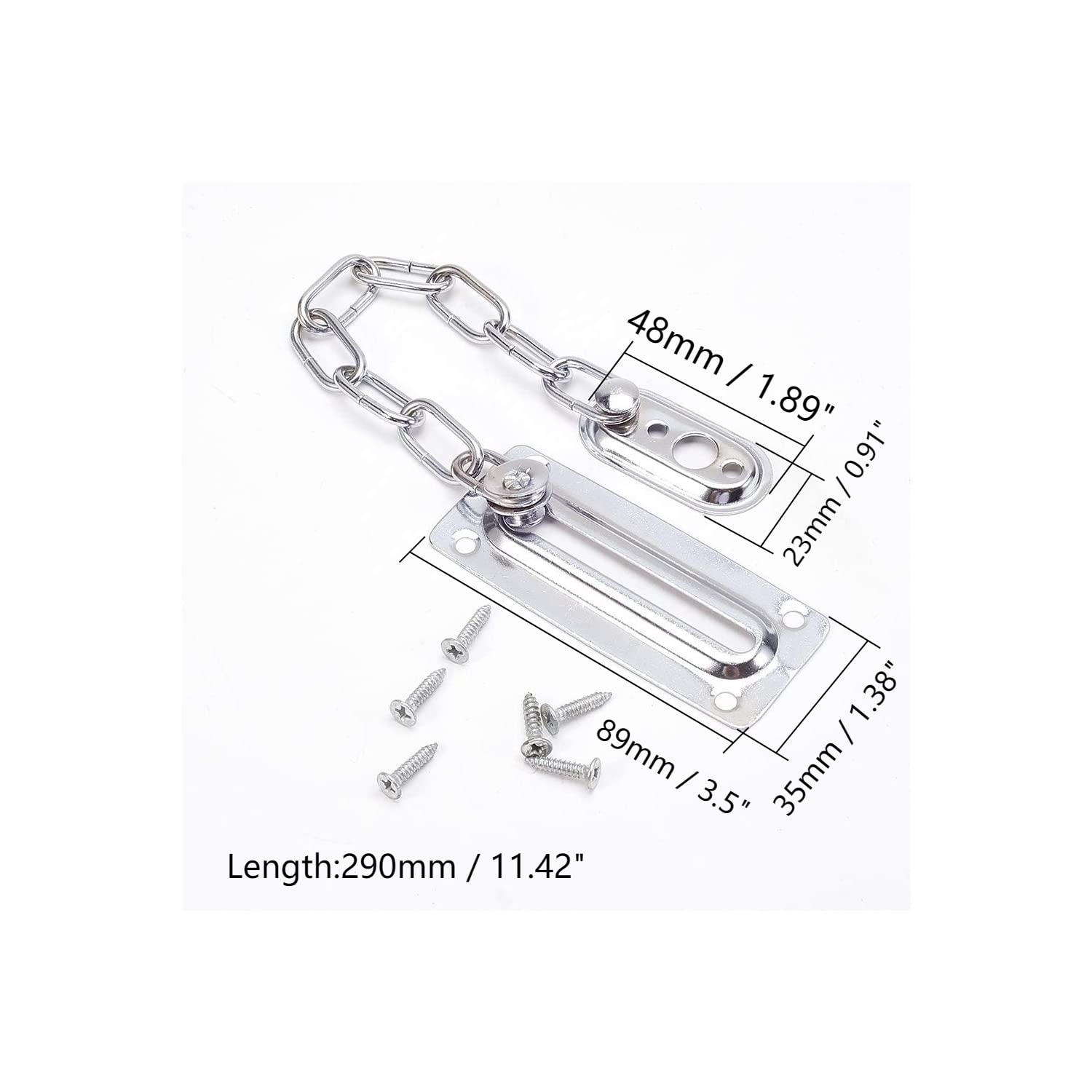 Premium MroMax Home Security Burglarproof Chain Door Guard - Heavy Duty Cold Rolled Steel Door Lock for Enhanced Safety (Silver, 2-Pack) | Ideal for Apartments, Hotels & Residential Security