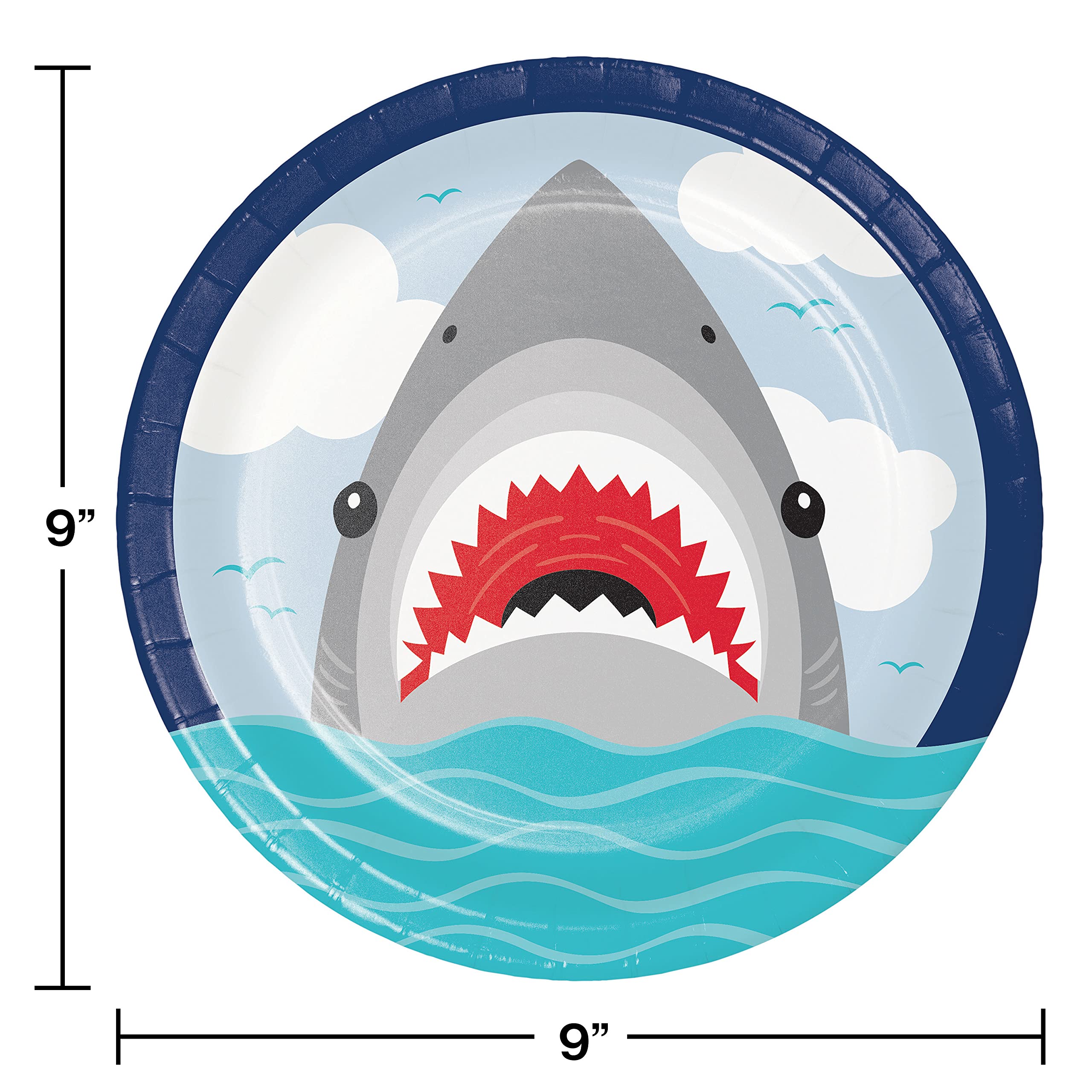 Creative Converting Shark Party Supplies - 70-Piece Set with Plates, Napkins & Balloon Decorations for Kids Birthday, Baby Shower & Ocean Theme Events