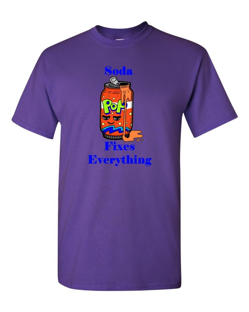 Funny Soda Fixes Everything Adult T-Shirt - Cool Graphic Tee for Casual Wear, Gifts & Everyday Outfits
