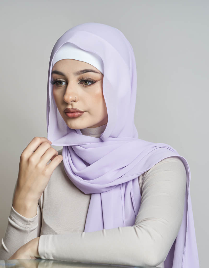 Elegant Chiffon Shawl in Light Purple Shades - Perfect for Weddings, Evening Events & Spring Fashion