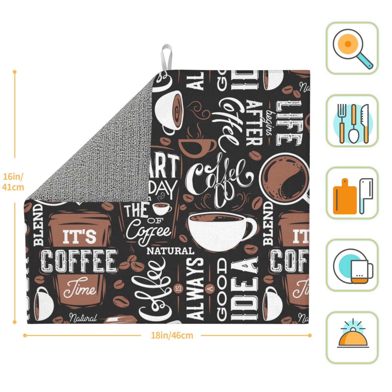 Premium Dark Brown Dish Drying Mat & Coffee Cup Pad - 16
