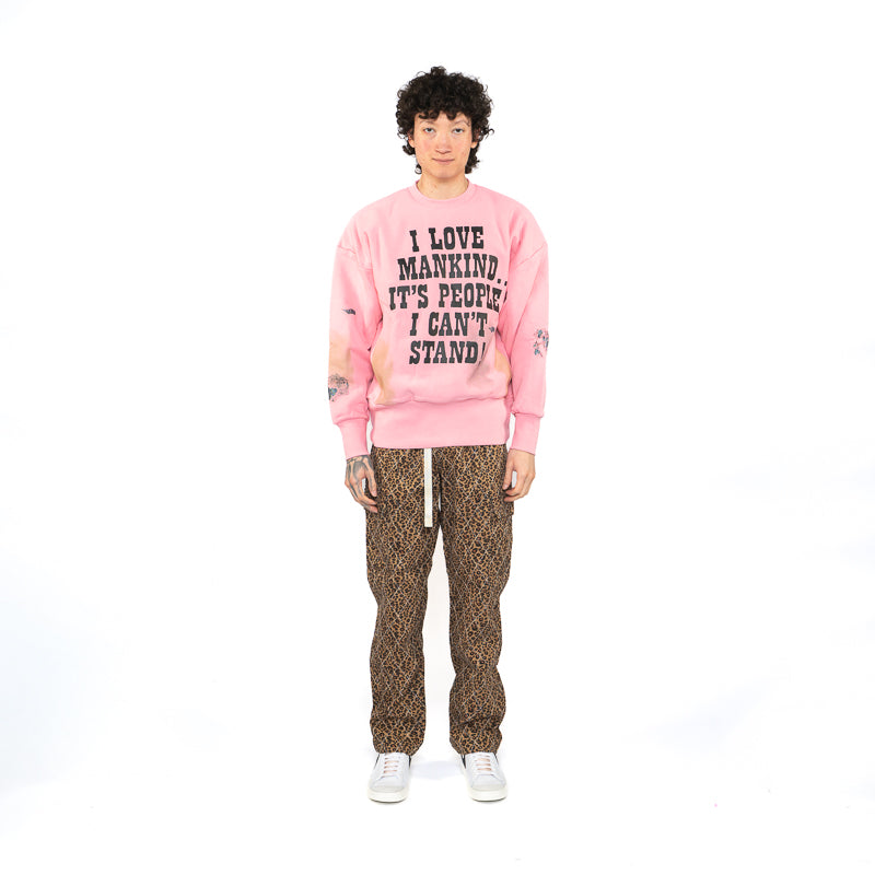 I Love Mankind But... Sweatshirt | Advisory Board Crystals | Pink Unisex Pullover | Comfortable Casual Wear for Street Style & Everyday Outfits
