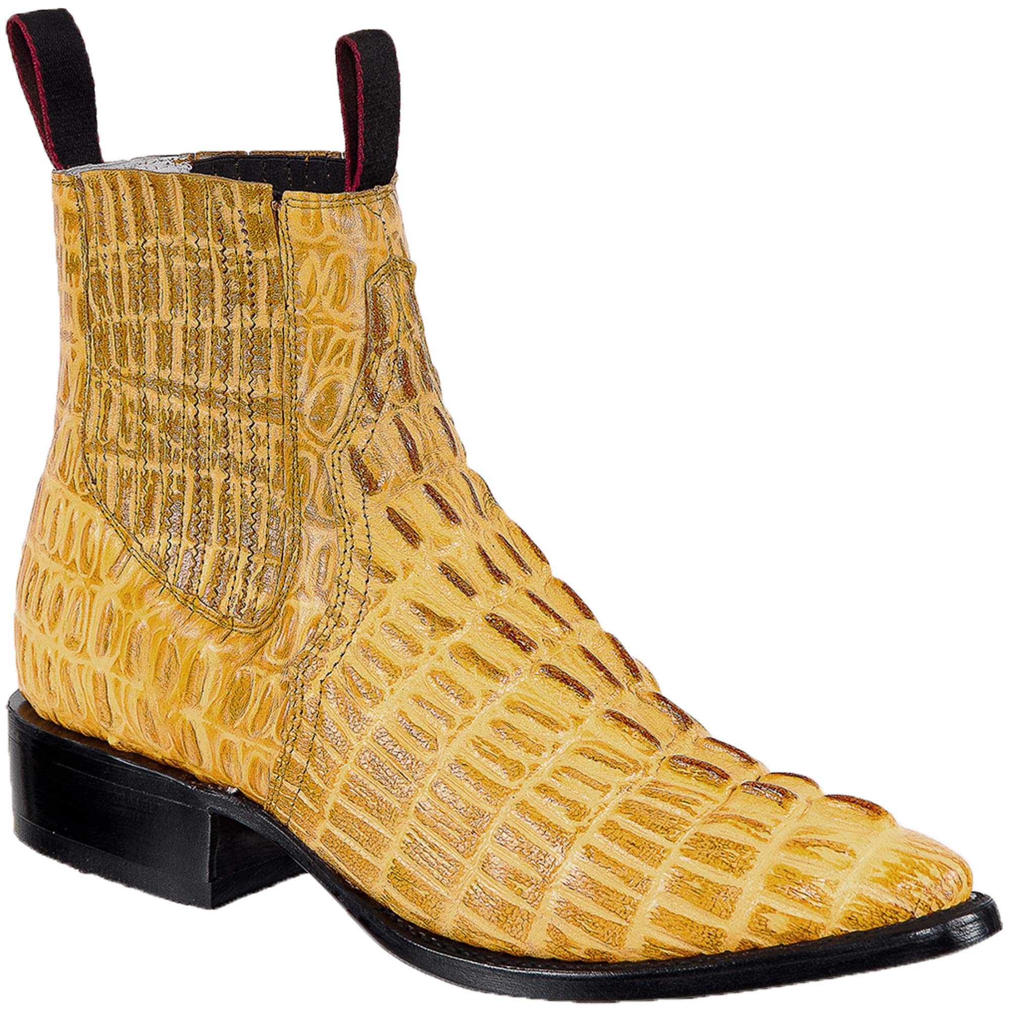 Men's Genuine Leather Cowboy Boots - Crocodile Alligator Print Western Ankle Boots with J-Toe for Rodeo, Country Dance & Casual Wear
