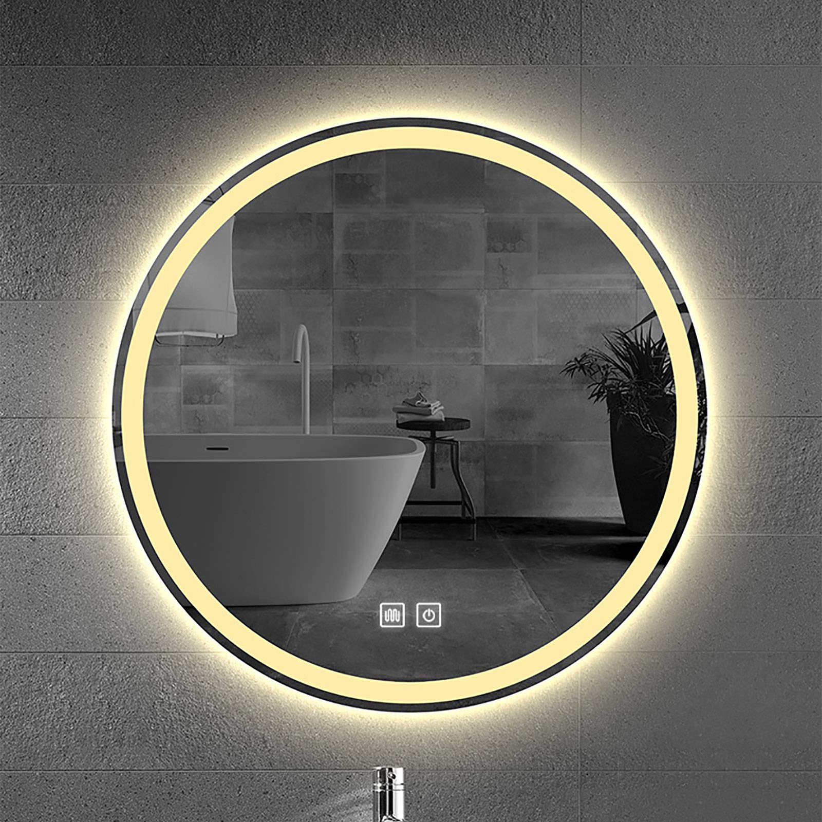 BTZHY Modern Round LED Bathroom Mirror with White/Warm/Neutral Light - Wall Mounted Vanity Makeup Mirror for Dressing Room, Bathroom & Bedroom | Explosion-Proof Cosmetic Mirror with Adjustable Lighting