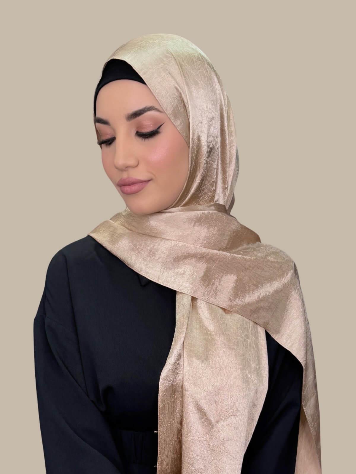 Elegant Classic Satin Hijab Scarf - Nude Color Modest Muslim Headwear for Women - Perfect for Daily Wear, Prayer & Special Occasions