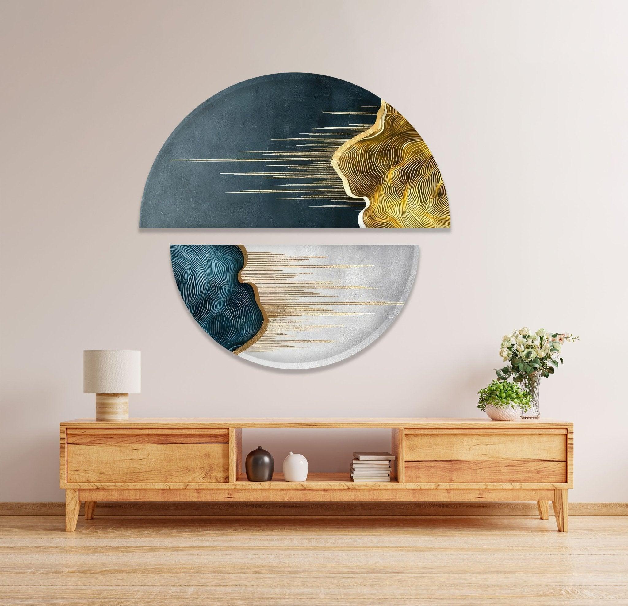 2 Piece Blue White Marble Glass Wall Art Set - Modern Abstract Home Decor for Living Room, Bedroom, Office | Shatter-Resistant & Easy to Hang