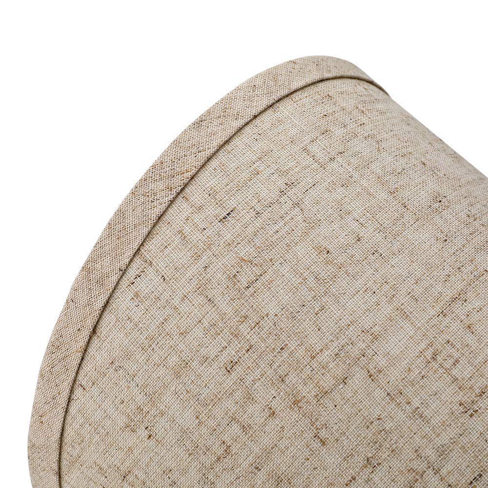 ALUCSET 2-Pack Small Clip-On Lamp Shades for Candelabra Bulbs - 5x8x7 Inch Barrel Fabric Lampshades in White/Brown - Perfect for Table Lamps, Chandeliers & Wall Sconces - Elegant Home & Office Lighting Decor