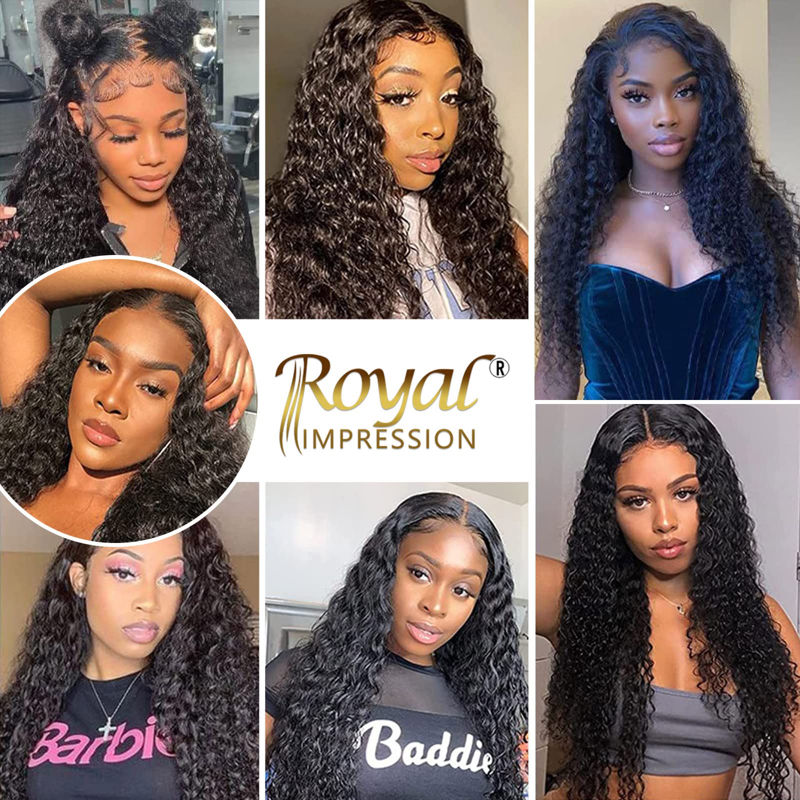 ROYAL IMPRESSION 24 Inch Deep Wave Human Hair Lace Front Wig | 200% Density | 13x4 HD Deep Curly | Pre-Plucked with Baby Hair | Glueless Frontal Wig for Black Women | Perfect for Daily Wear, Special Occasions & Protective Styling