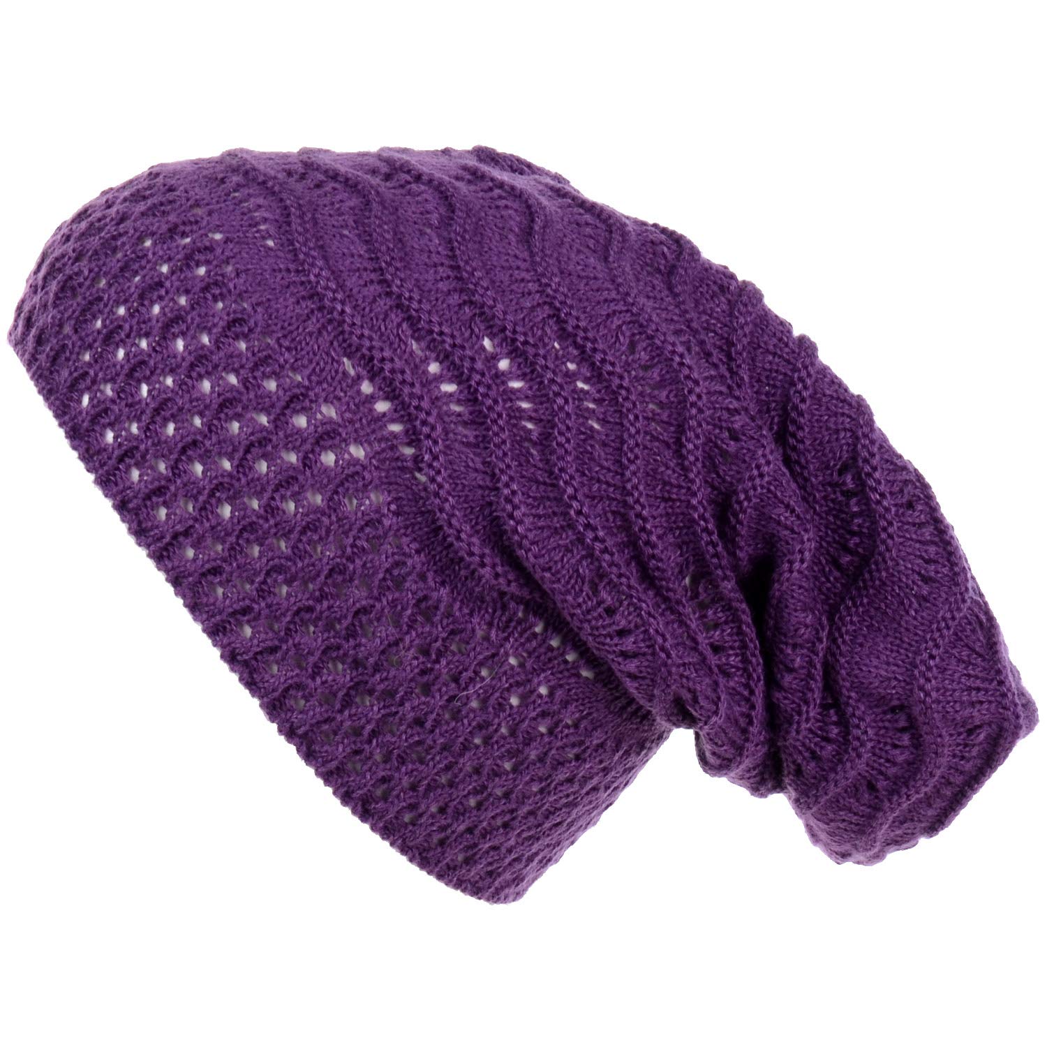 BYOS Women's Lightweight Crochet Beanie Hat - Breathable Knit Slouchy Winter Cap for Outdoor Activities, Travel & Casual Wear