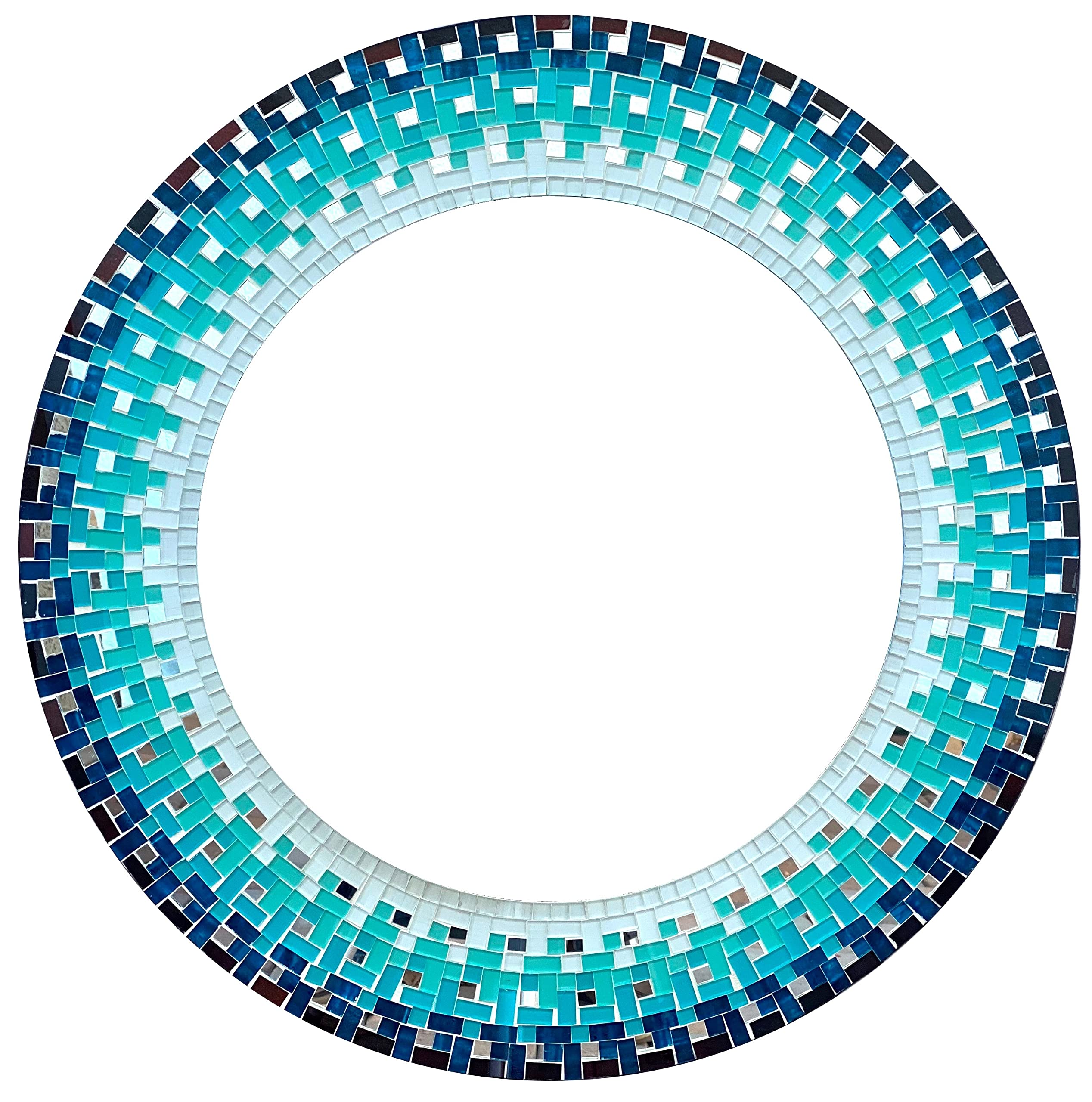 Handcrafted Teal Mosaic Wall Mirror - 24