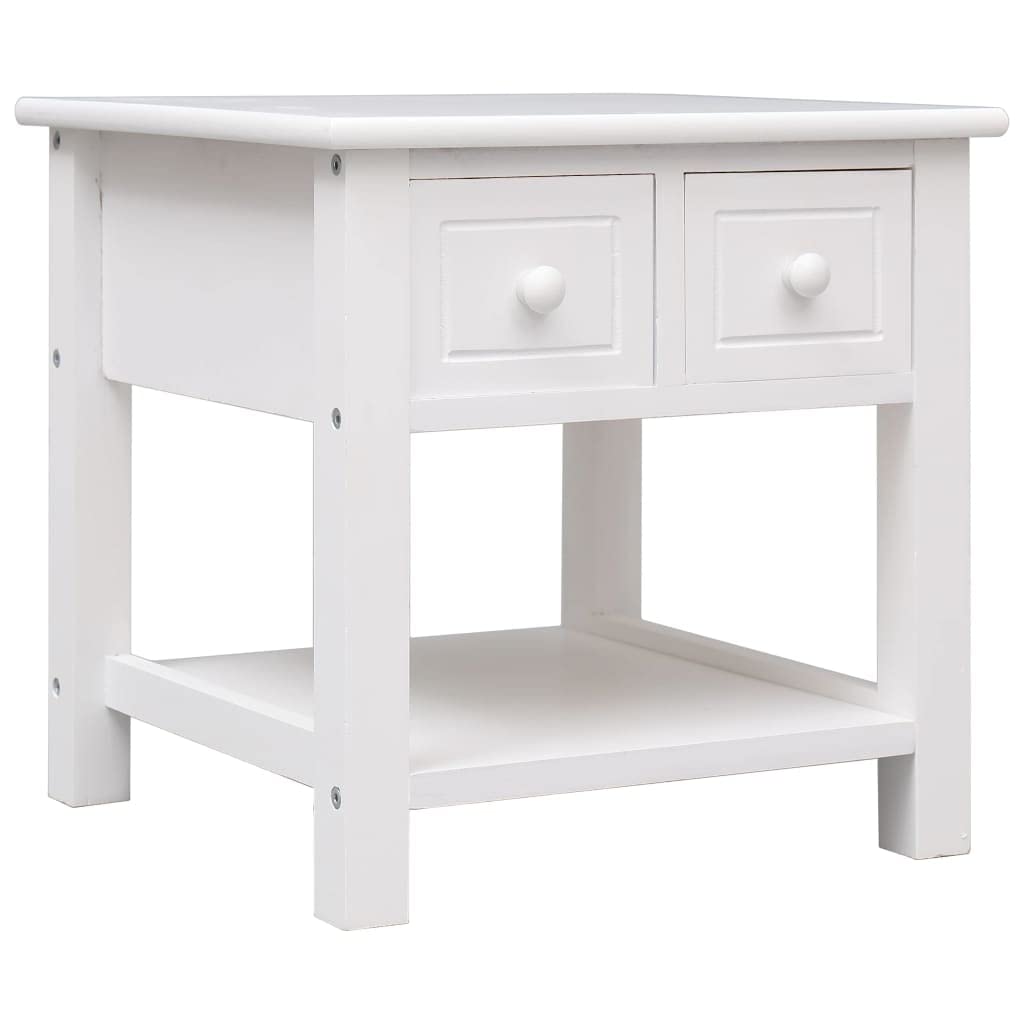 White Paulownia Wood Side Table - 15.7