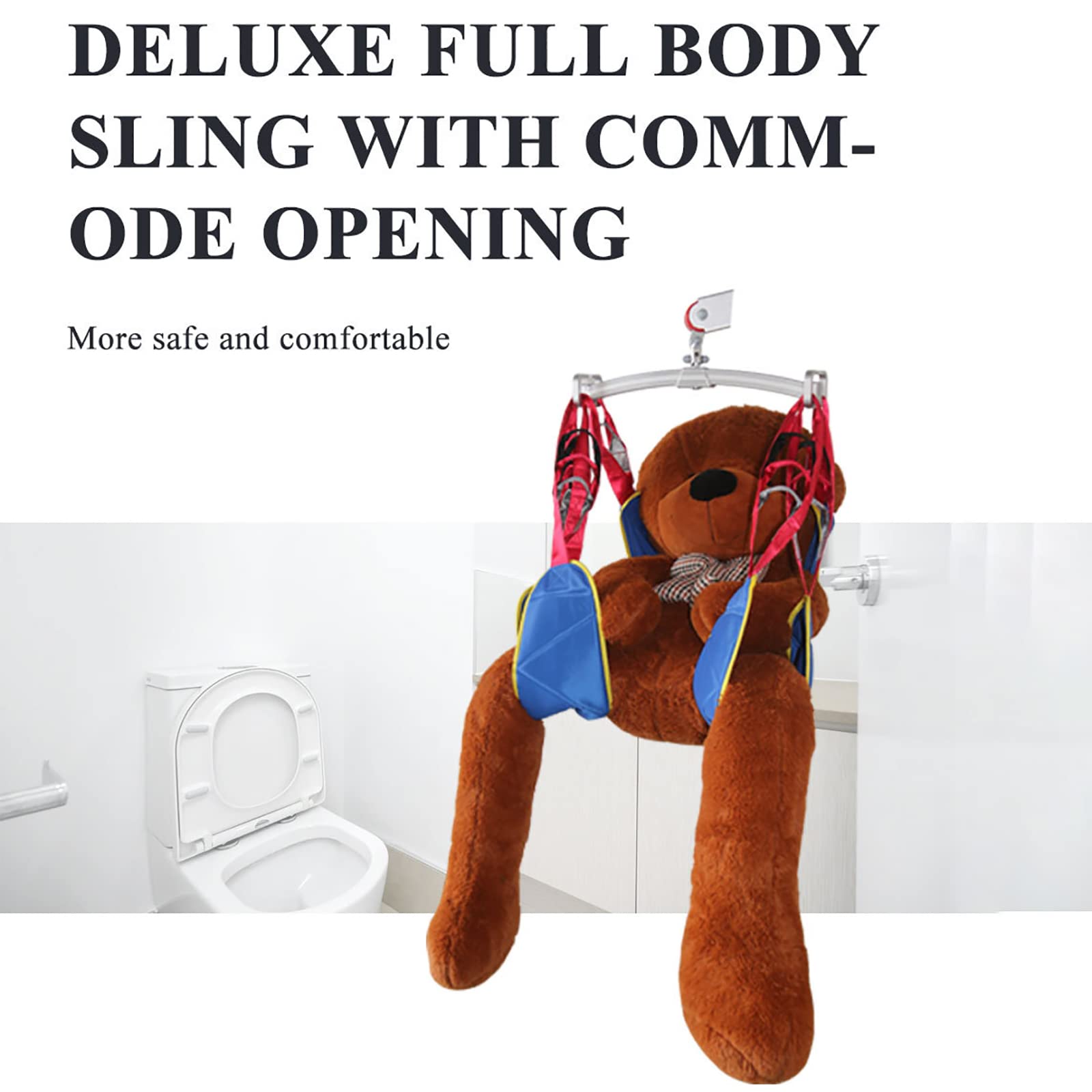 **Deluxe Padded Patient Lift Sling with Head Support & Divided Leg - Heavy Duty Shower & Toileting Sling for Elderly & Disabled (Medium) - Ideal for Safe Transfers, Bathing & Mobility Assistance**