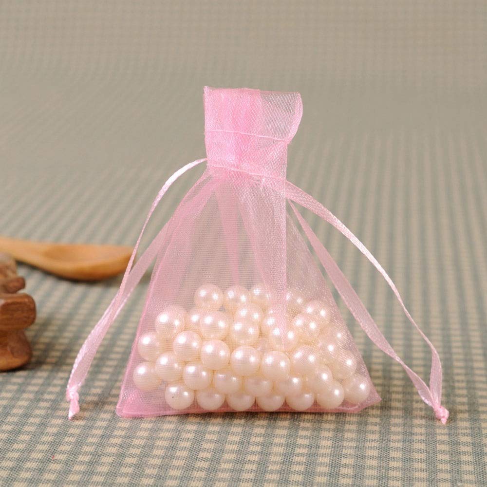 Premium 100 Mesh Organza Gift Bags for Candy, Christmas Decorations & Party Favors - 25cm Pink Fine Storage Organizer Bags for Weddings, Baby Showers & Holiday Gifts