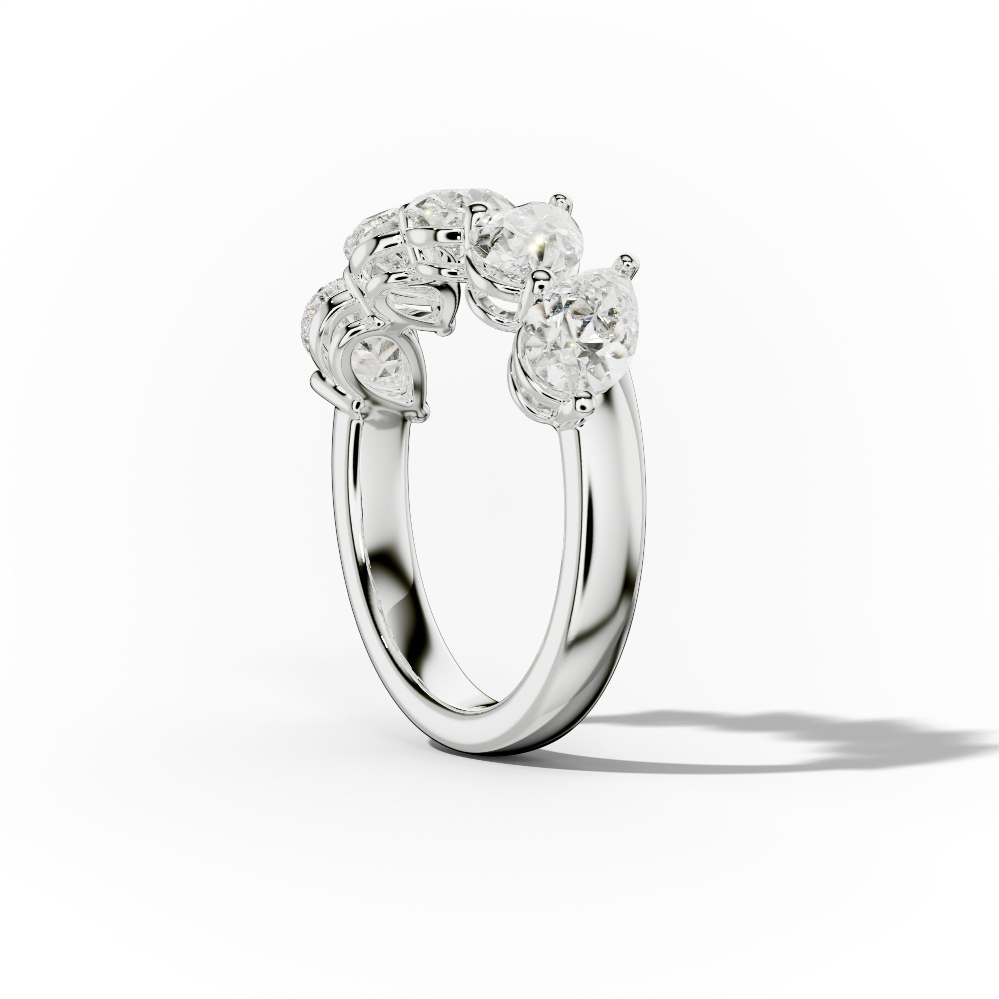 3.0 Carat Slanted Pear Diamond Anniversary Band - Elegant Wedding Ring for Women, Durable 14K White Gold, Perfect for Anniversaries, Engagements & Special Occasions