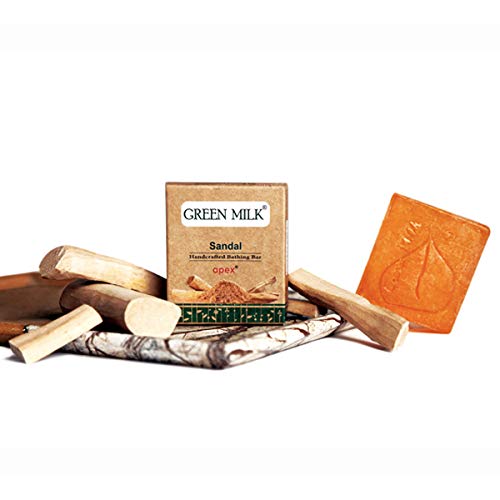 Organic Green Milk Sandal Handmade Soap Bar - 100g (Pack of 3) | Natural Skincare for Face & Body | Perfect for Sensitive Skin, Daily Cleansing & Spa Relaxation