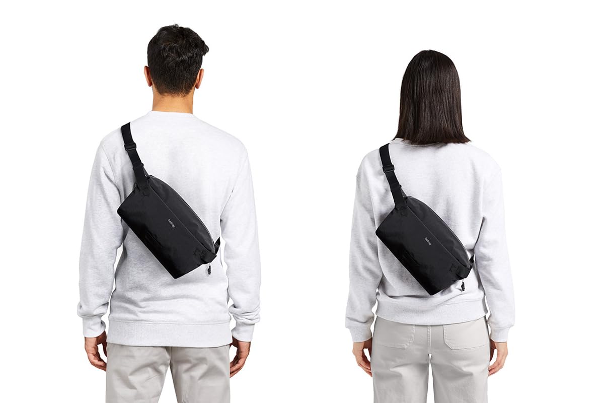 Bellroy Lite Sling - Lightweight Crossbody Bag for Men & Women | Water-Resistant Travel Sling Pack | Perfect for Hiking, Commuting & Everyday Carry (Black)