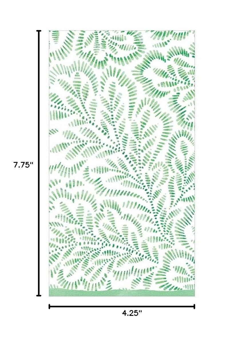 Premium Green Block Print Leaves Paper Guest Towels - 2 Packs of 15 Eco-Friendly Disposable Napkins for Weddings, Parties & Upscale Events