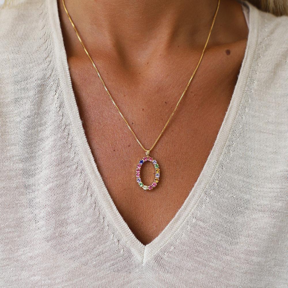 Personalized Letter Necklace with Rainbow Pendant - Custom Initial Jewelry for Women, Gift for Her, Birthday, Anniversary, Valentine's Day - Perfect for Layering, Everyday Wear & Special Occasions