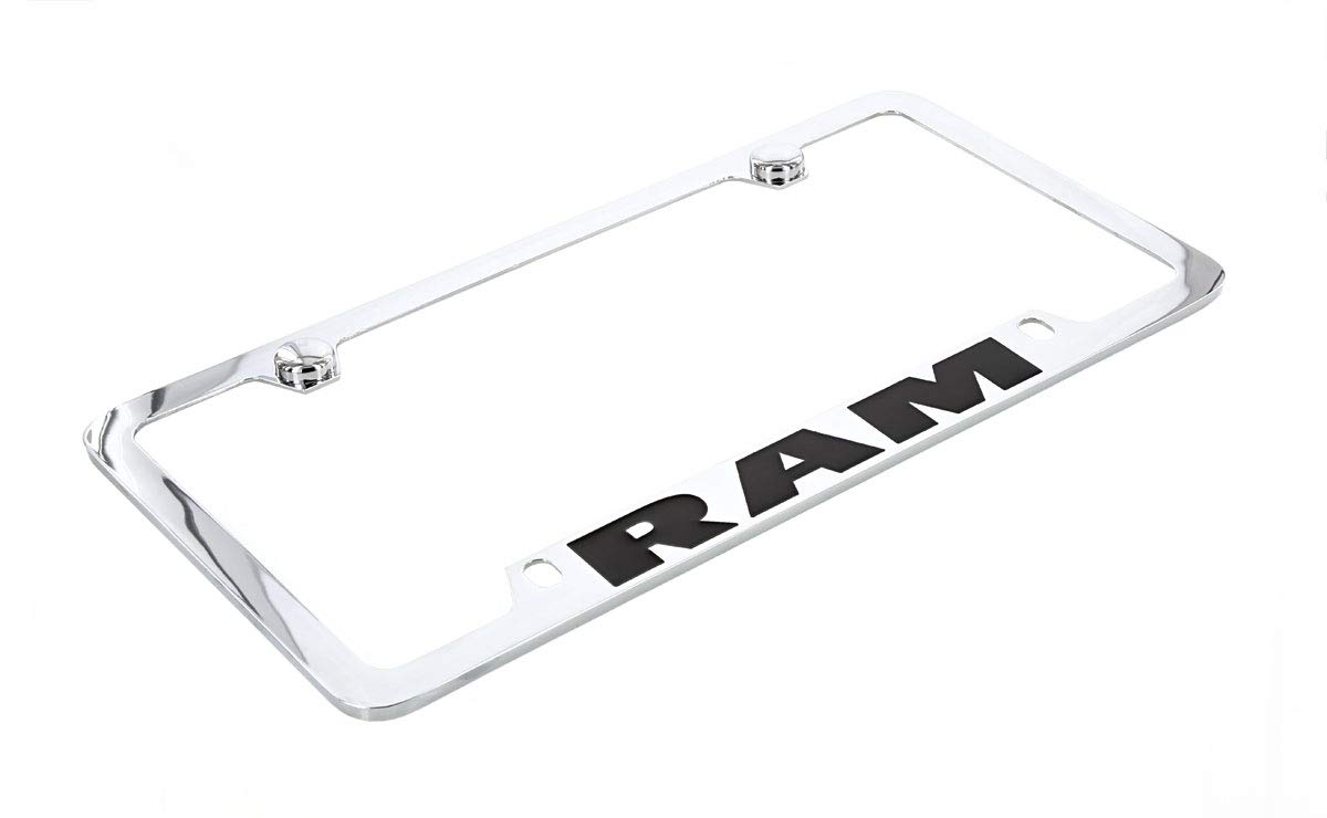 Dodge Ram Heavy Duty Metal Engraved License Plate Frame - Rustproof Car Truck License Plate Holder for Dodge Ram 1500 2500 3500 - Perfect for Off-Roading, Car Shows & Customization
