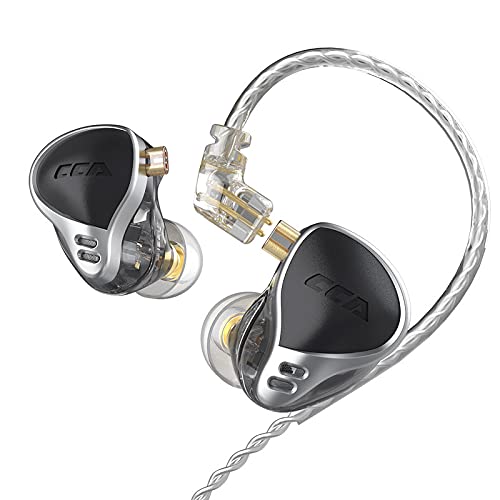 CCA CA24 12BA HiFi In-Ear Monitors - Zinc Alloy & Resin Housing Wired Earphones for Musicians & Audiophiles (Black, No Mic) | Professional Studio Monitoring & Live Performance Headphones